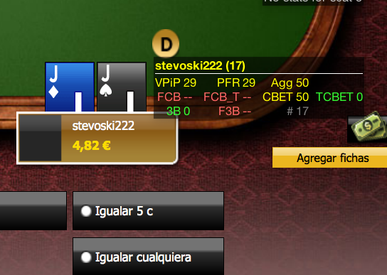 Poker Copilot's HUD on 888poker
